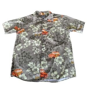 Pineapple Connection Men's Short Sleeve Button Down Hawaiian Shirt Floral Large